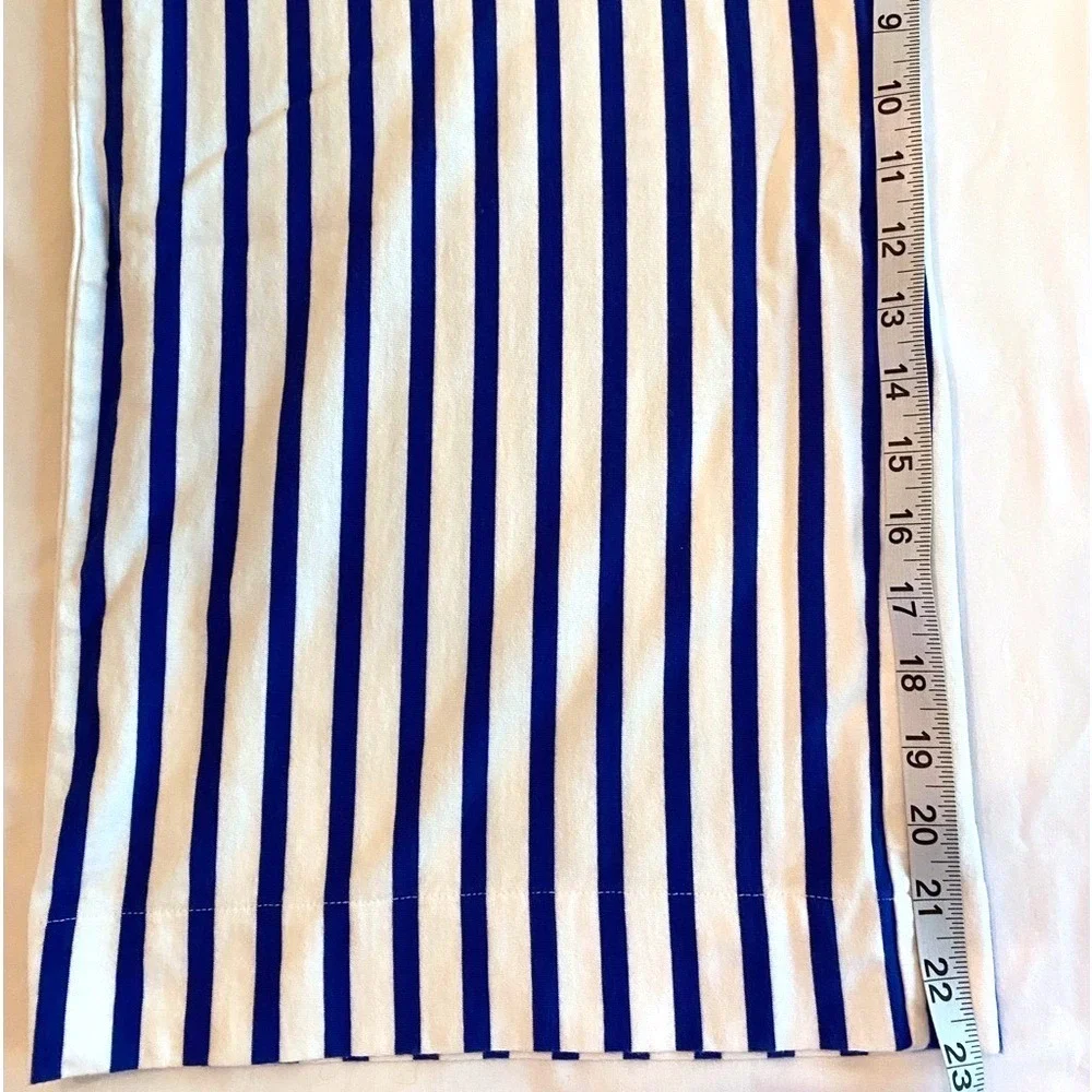 J.CREW Royal Blue/White Striped V-Neck Wide-Leg‎ V-Neck Cropped Jumpsuit SZ 6